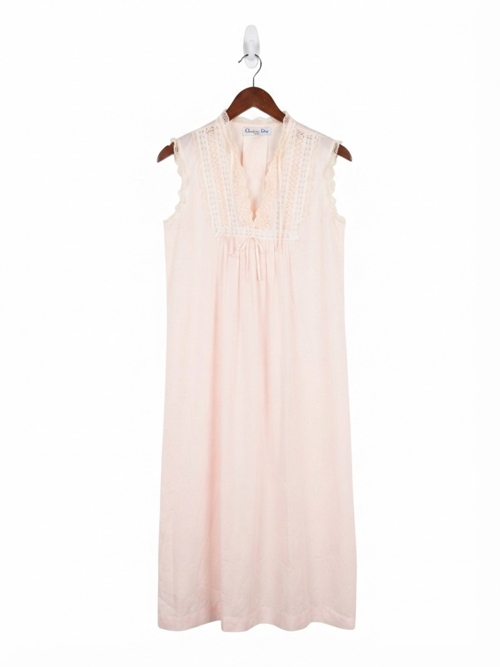 Vintage Christian Dior Pastel Pink Lace Long Nightgown Sleep Dress Coquette